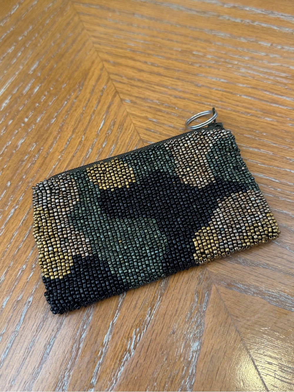 Moyna Beaded Green Camouflage Coin Purse Pouch - Picture 5 of 11